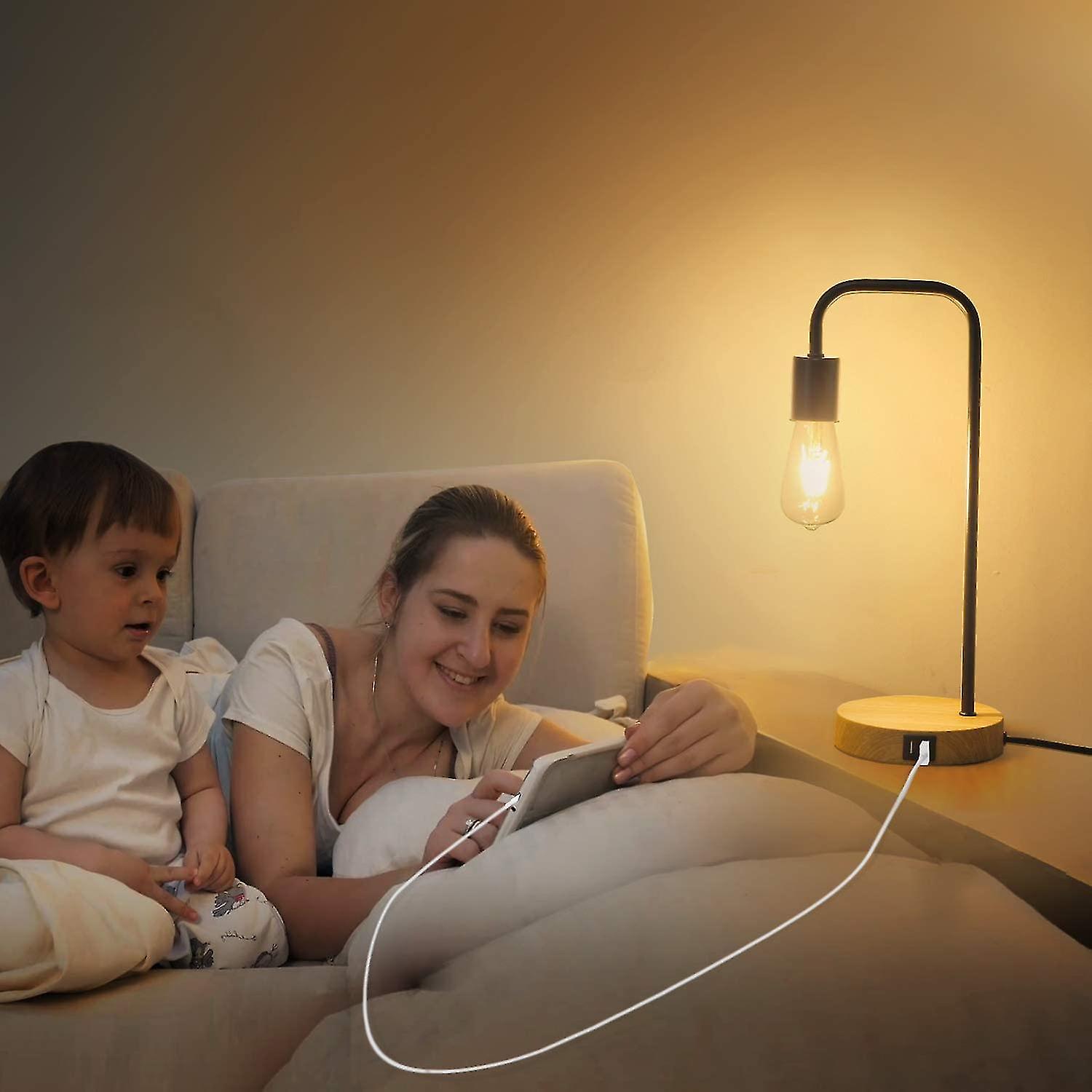 ，dimmable Bedside Lamp With Usb Charging Port