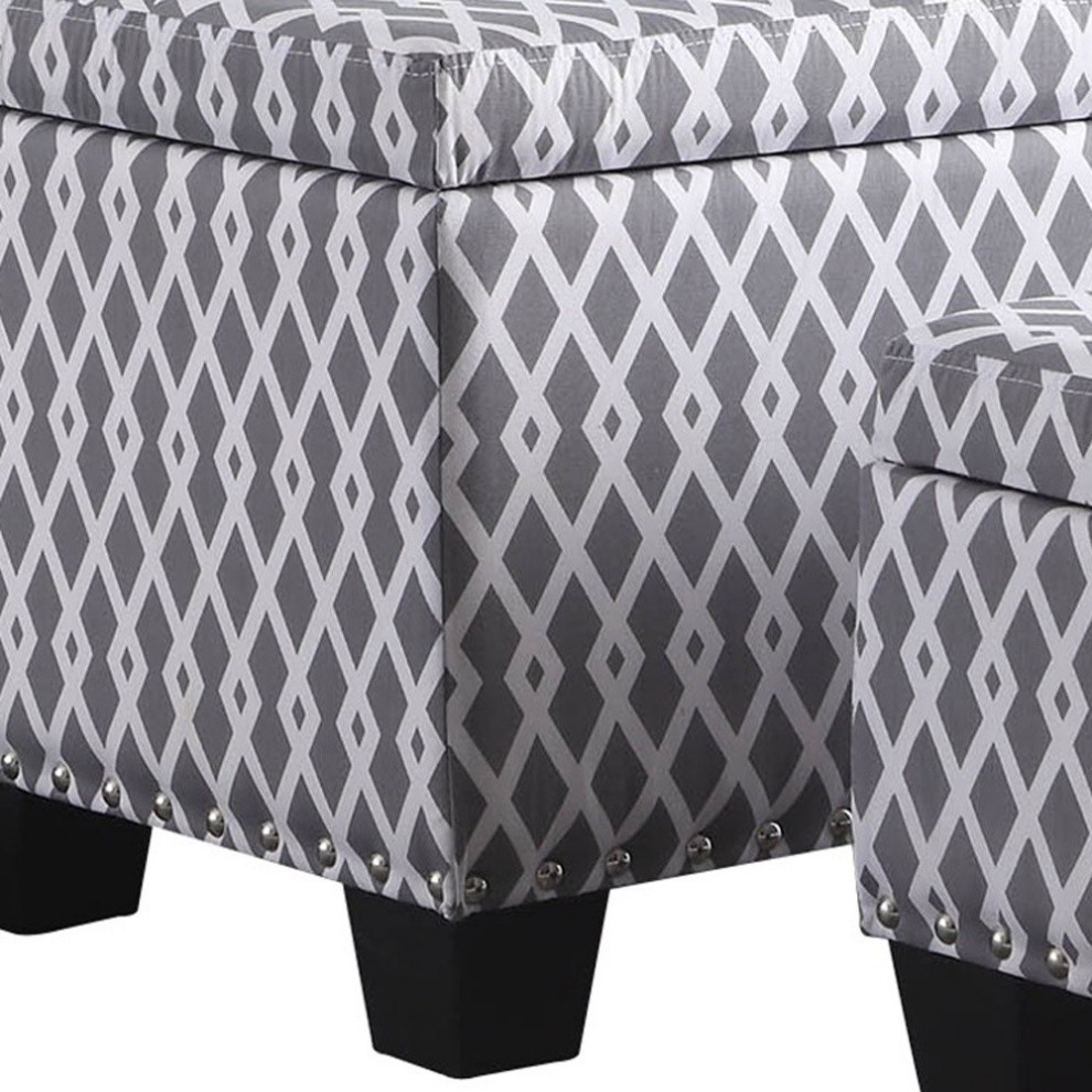 17 quotGray And White Polyester Blend And Black Tufted Storage   Transitional   Footstools And Ottomans   by HomeRoots  Houzz