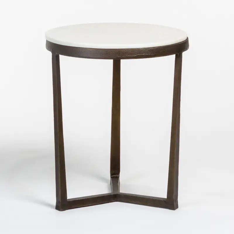 Kennedy Gunmetal Gray and White Marble End Table