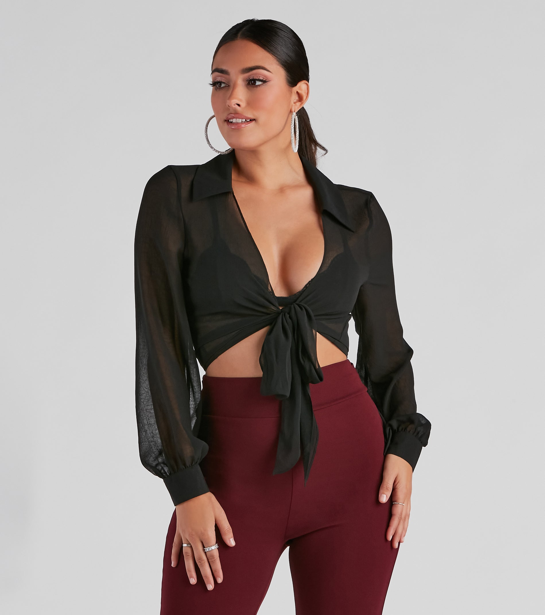 Chic Style Moves Tie-Front Top