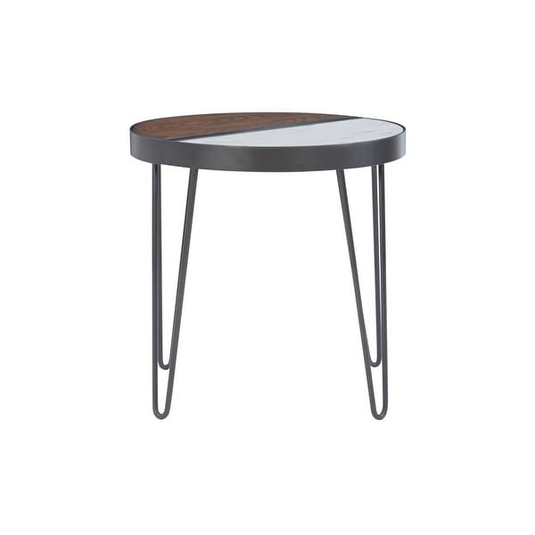 Rolinda Two Toned Side Table with Faux Marble Top