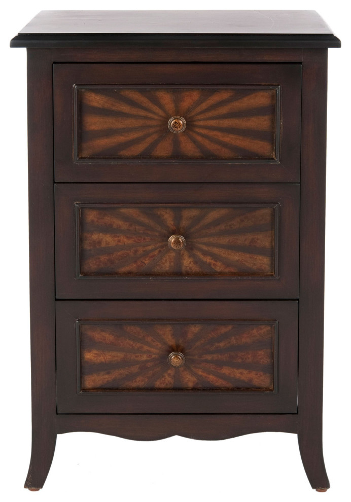 Randall 3 Drawer Side Table Dark Cherry   Transitional   Side Tables And End Tables   by Peachtree Fine Furniture  Houzz