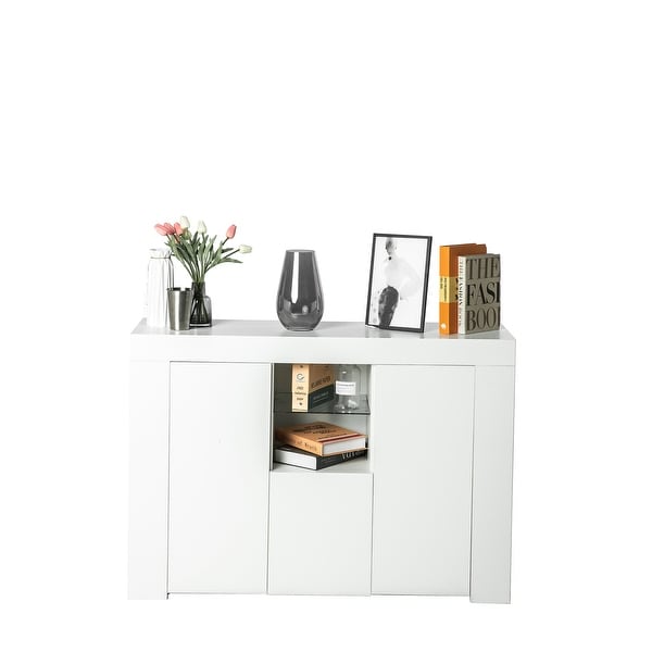 White Sideboard Console Table with LED Lights by TiramisuBest