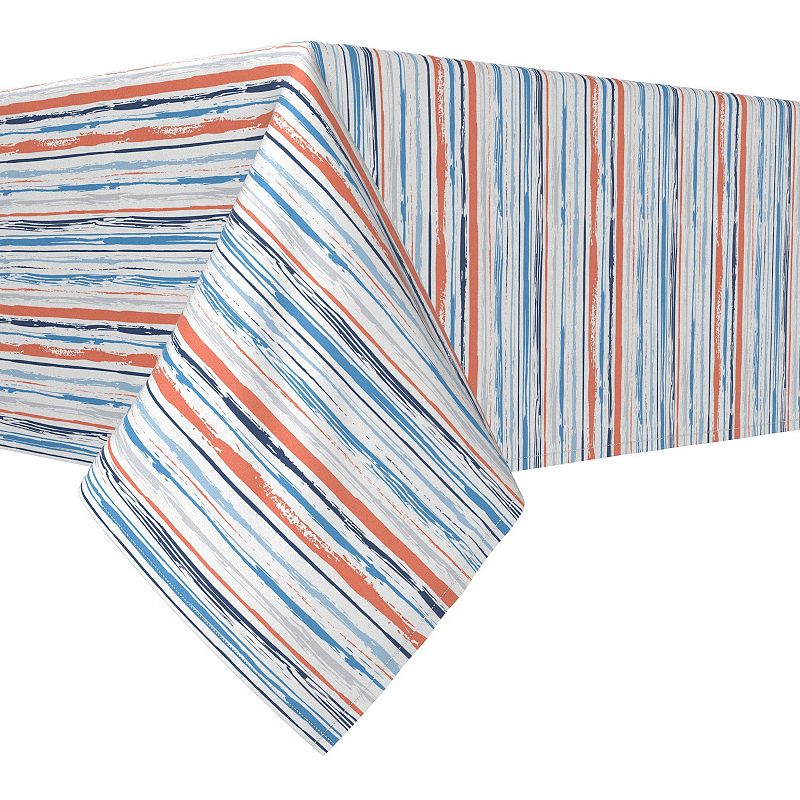 Square Tablecloth， 100% Polyester， 70x70， Summer Brush Stroke Stripe