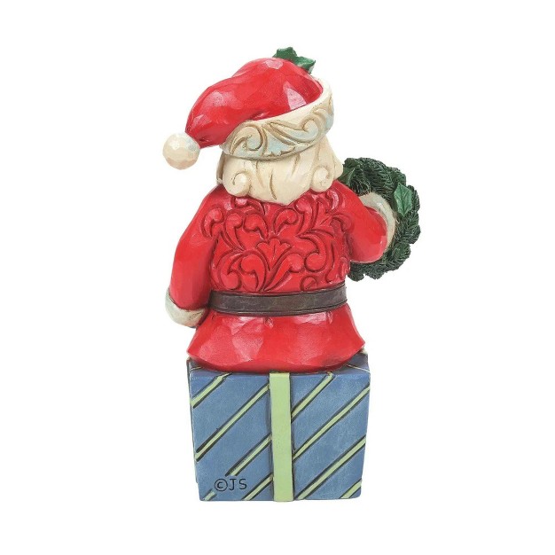 Jim Shore Santa Sitting On Gift Mini One Figurine 3 5 Inches Heartwood Creek 6011487 Resin Red