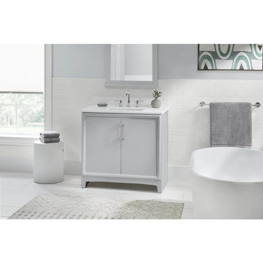 Glacier Bay Hillcroft 36 in W x 215 in D x 34 in H Bath Vanity Cabinet without Top in Light Gray