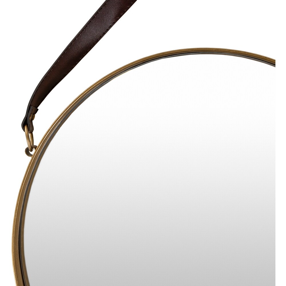 Artistic Weavers Lathan Modern Hanging Round Mirror with Leather Strap   28\