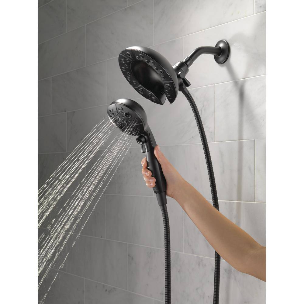 Delta In2ition 5-Spray Patterns 1.75 GPM 6.88 in. Wall Mount Dual Shower Heads in Matte Black 58480-BL-PK