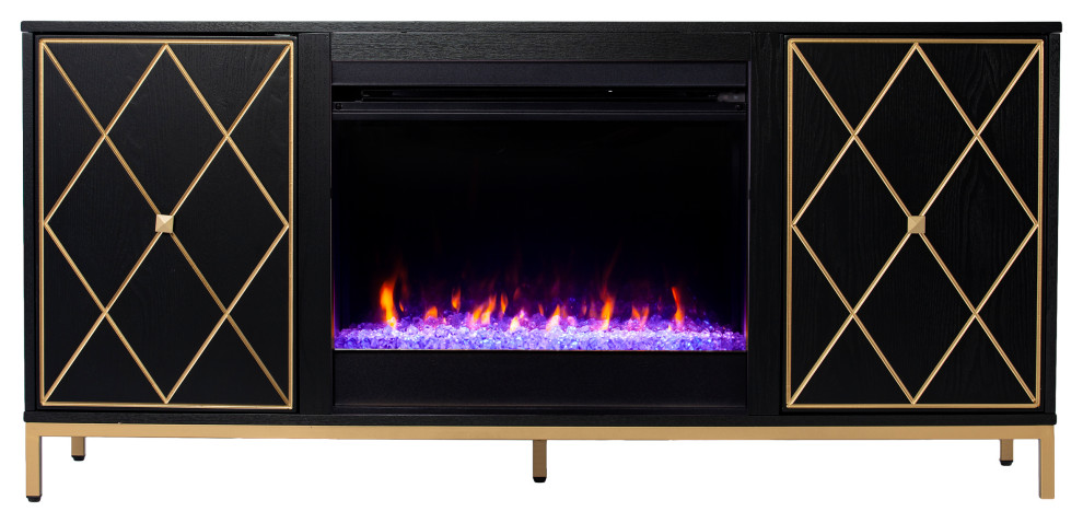 Crewe Color Changing Fireplace With Media Storage   Contemporary   Entertainment Centers And Tv Stands   by SEI  Houzz