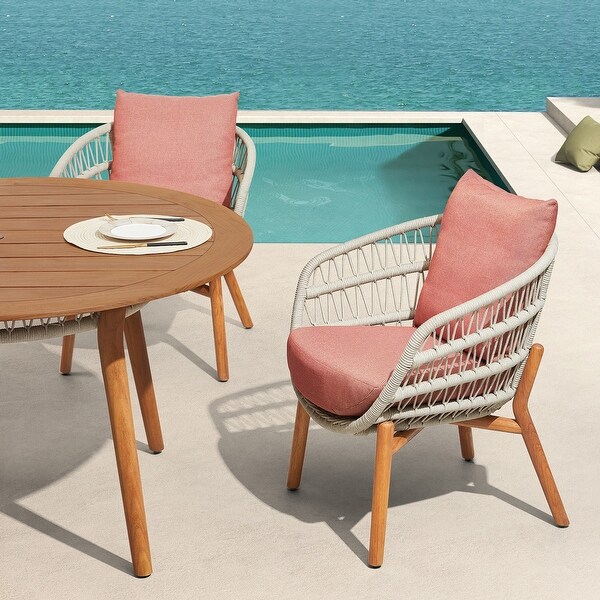 HIGOLD Vasca Outdoor Patio Dining Set，7Piece Teak Outdoor Furniture