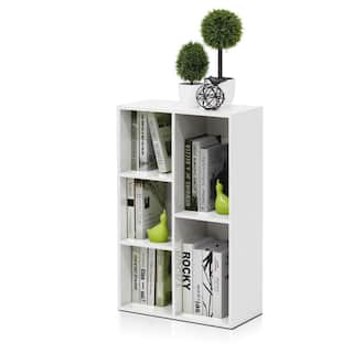 Furinno Tropika 31.5 in. White Faux Wood 5-shelf Standard Bookcase with Storage 11069WH