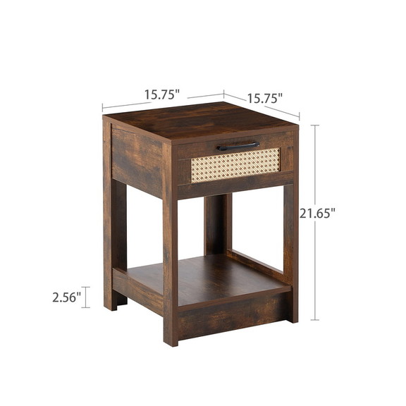 15.75 Rattan End Table with Drawer  Nightstand  S...