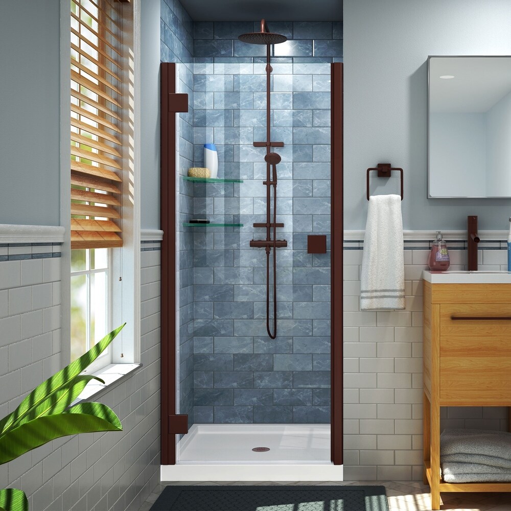 DreamLine Lumen 36 in. D x 36 in. W by 74 3/4 in. H Hinged Shower Door and Base Kit   36\