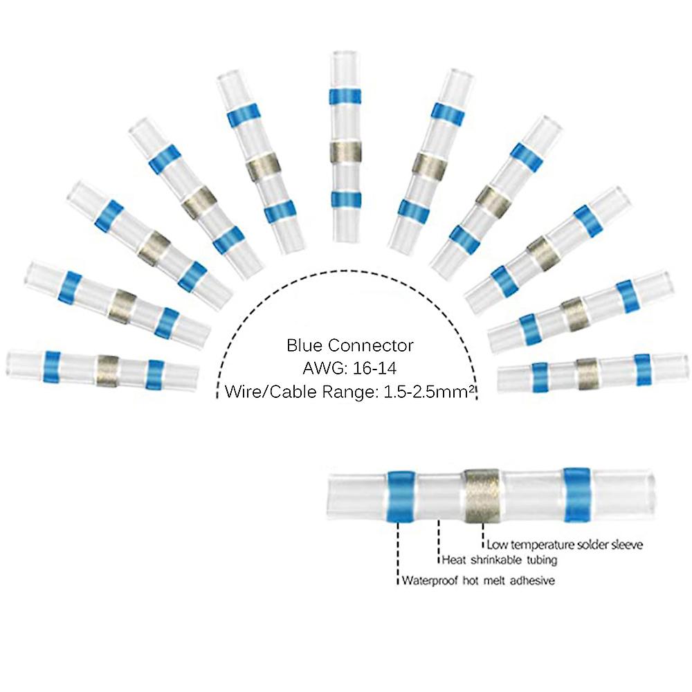 250pcs/box Waterproof Heat Shrink Tube Assorted Solder Seal Sleeve Wire Connectors Shrinkage Tubing Butt Terminal Connector With Storage Case For Diy