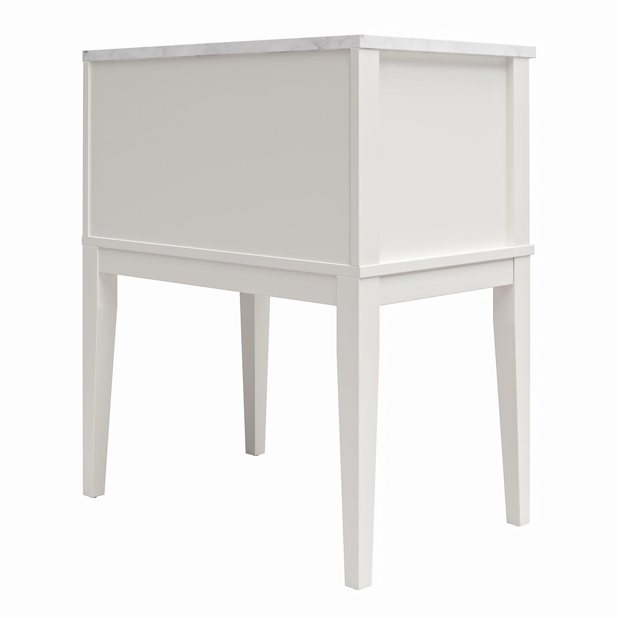 Ameriwood Home Amberleigh Nightstand, White w/ White Marble Top