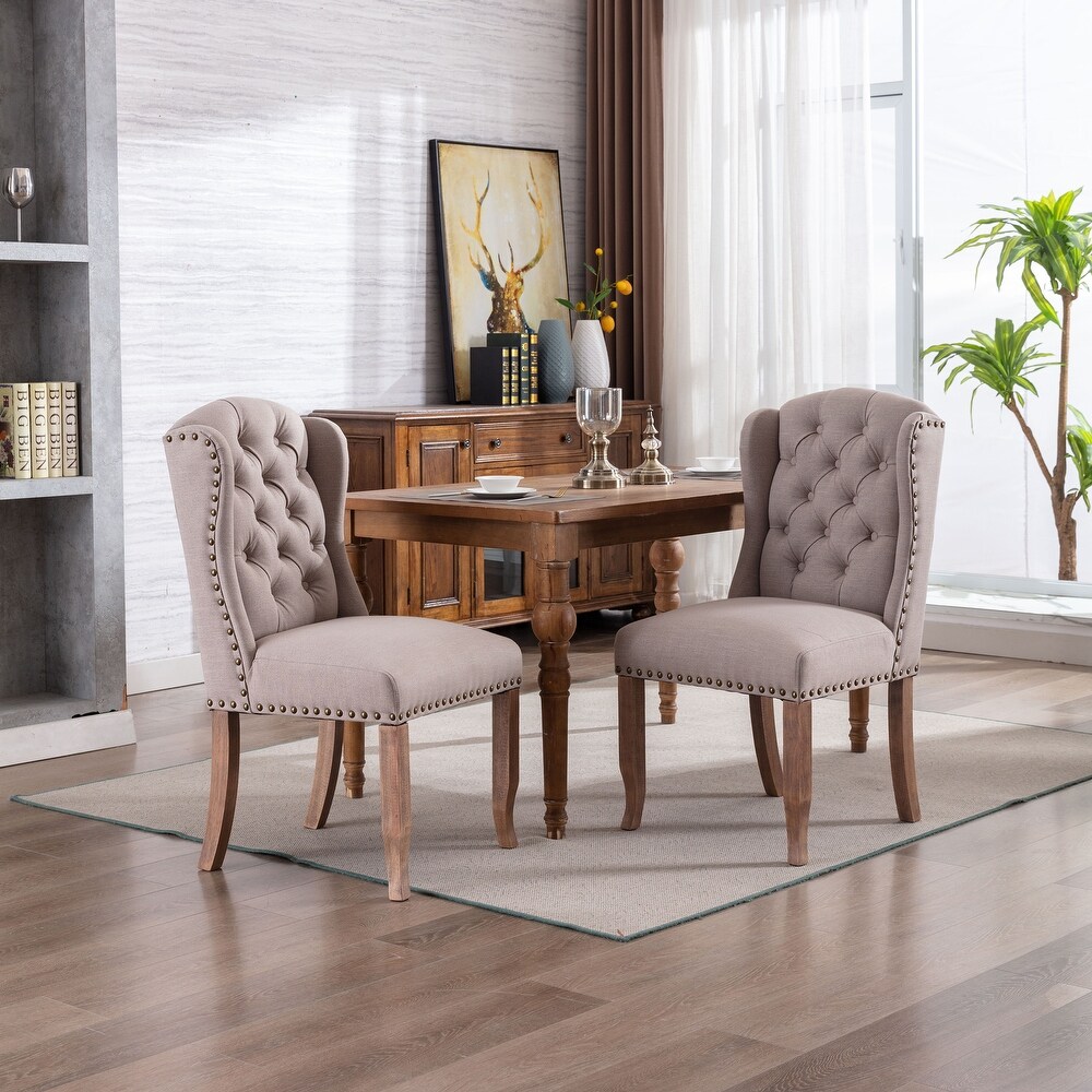 Upholstered Fabric Dining Chairs Set of 2  Kitchen Dining Chairs