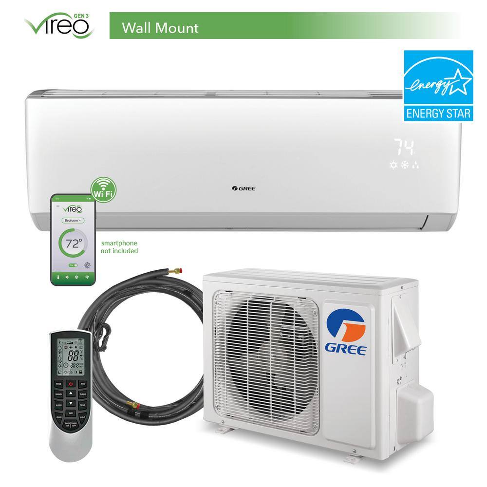 GREE Vireo Gen3 Smart Home 9000 BTU 0.75 Ton 26.5 SEER Inverter Ductless Mini Split 115V 3VIR09HP115V1AK