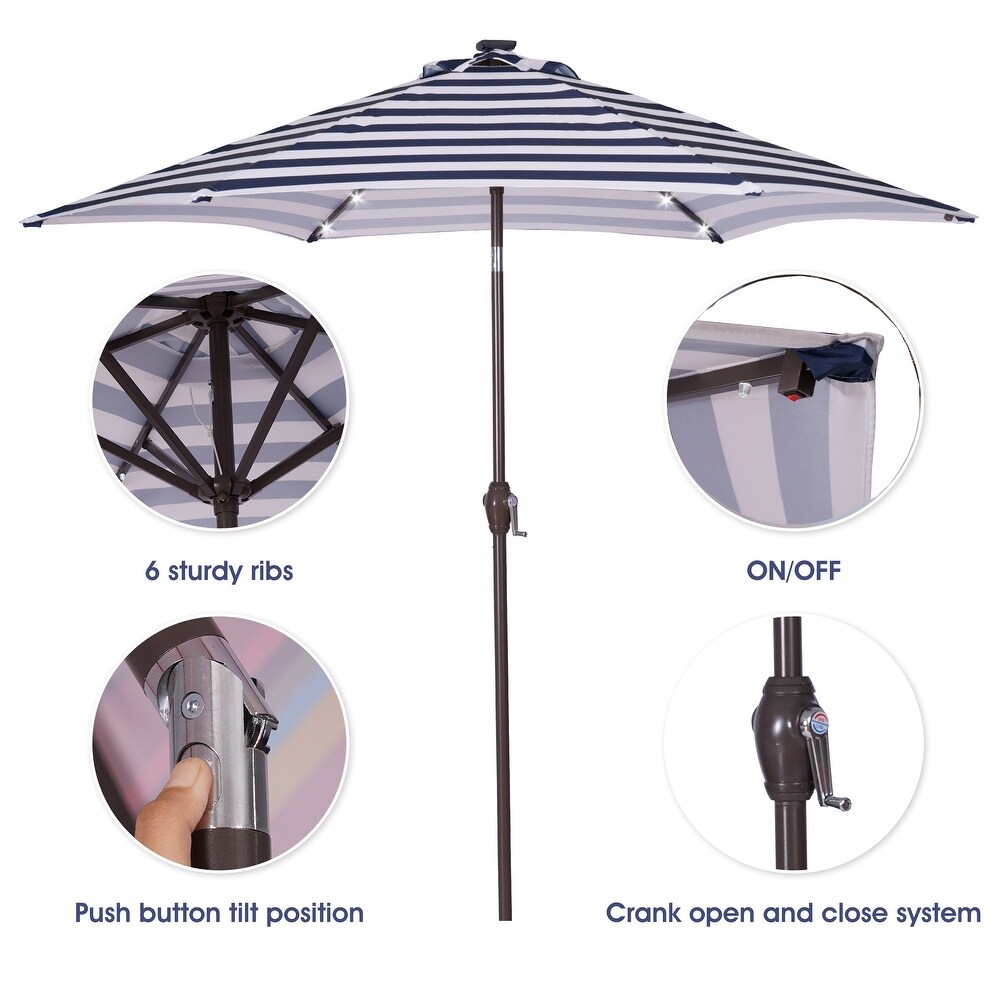 8.7 Feet Market Table Outdoor Patio Umbrella with Push Button Tilt and Crank With 24 LED Lights