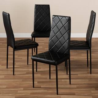 Baxton Studio Blaise Black Faux Leather Upholstered Dining Chair (Set of 4) 146-4PC-8781-HD