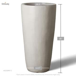 Emissary Tall 18.5 in. L x 36 in. H Distressed White Ceramic Round Planter with Drainage Hole 12132WT-2