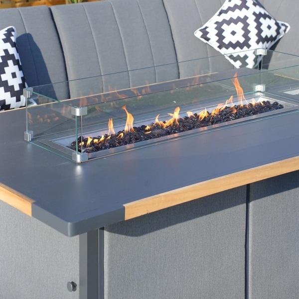 Patio Acrylic Conversation Set with Firepit Table and BBQ Grill