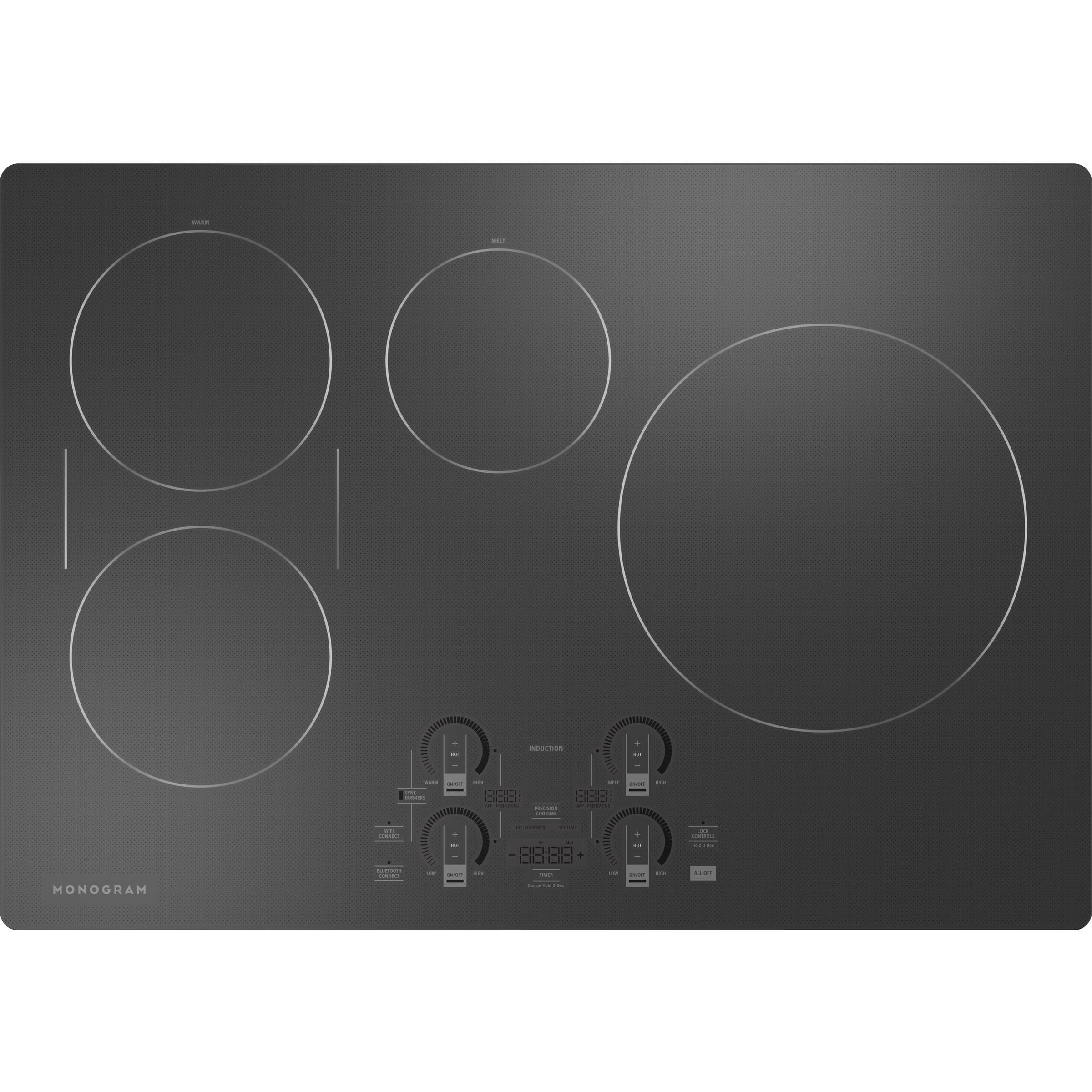 Monogram 30-inch Built-In Induction Cooktop with Wi-Fi Connect ZHU30RDTBB