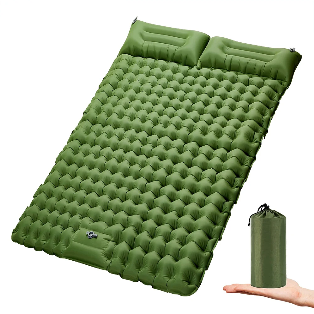 Double Sleeping Pad Ultralight Extra Thick TPU Composite 2 Person Camping Mattress Mat Inflatable Sleeping Pad with Foot Pump