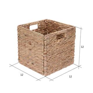 Villacera 12 in. H x 12 in. W x 12 in. D Tan Wicker Cube Storage Bin 2-Pack HWD020147