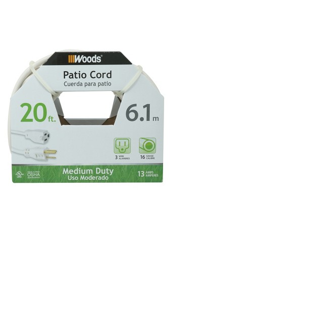 Woods 20 x27 Extension Cord White