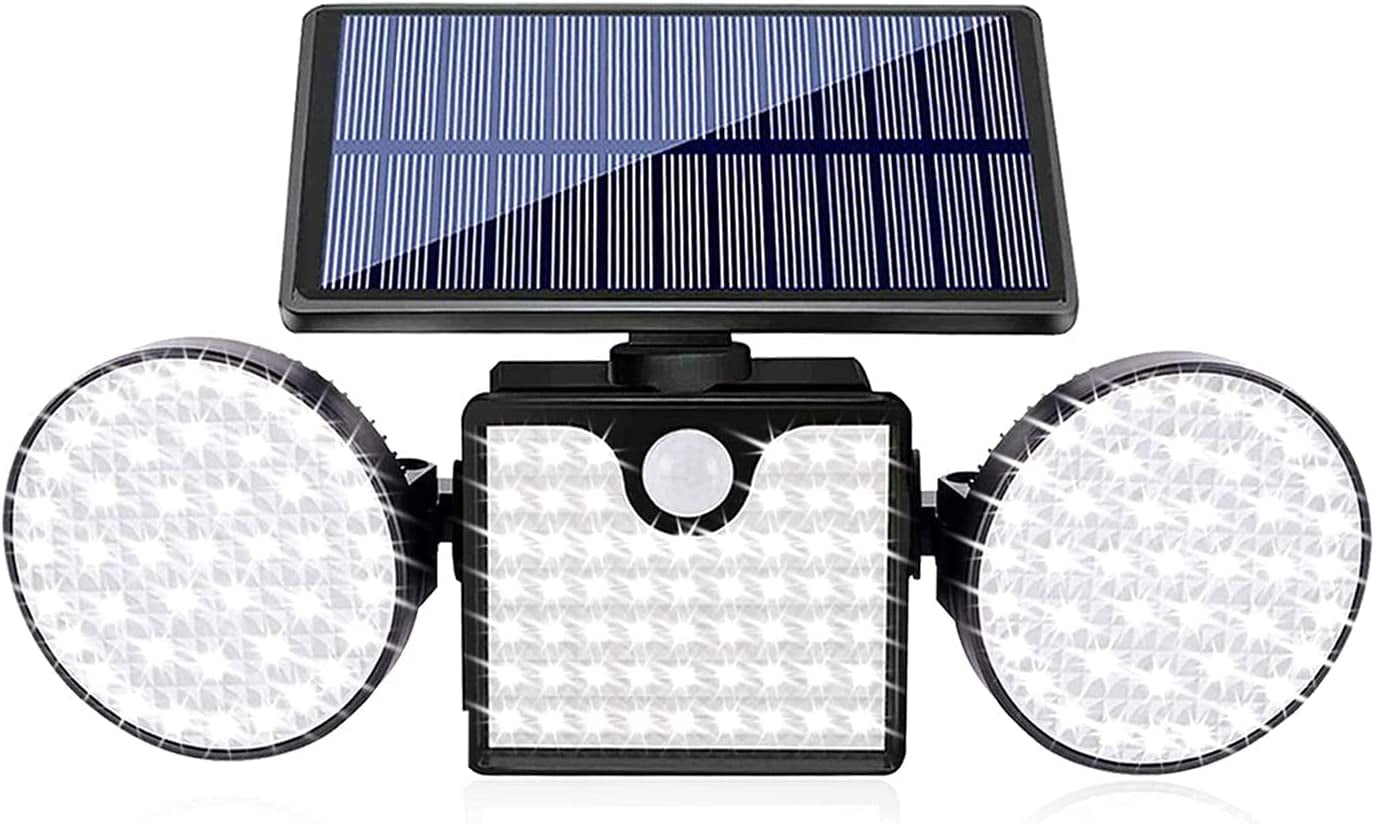 Ucgg Solar Wall Lights Outdoor， Motion Sensor 224 LED 1500Lm Solar Flood Lights 3 Adjustable Head 270° Wide Angle Lighting， IP65 Waterproof for Porch Yard Garage Pathway -1Pack