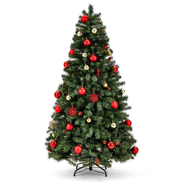 Christmas Tree Holiday Xmas Tree w/ 1，800 Branch Tips，Artificial Christmas Tree Decorations，Metal Hinges and Foldable Base.