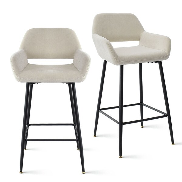 KOSSMAI Set of 2 Counter Bar Stools With Arms