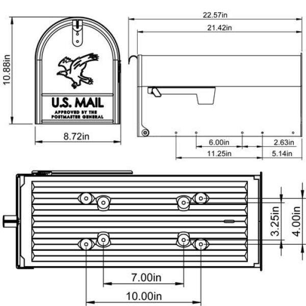 Architectural Mailboxes Elite Black Large Steel Post Mount Mailbox E1600BAM