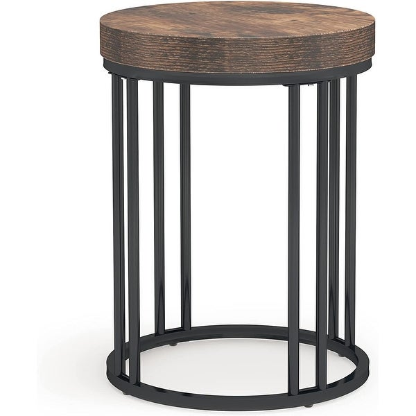 Round Side Table End Table for Living Room Bedroom， Thick Sturdy - 9.69 x 9.84 x 23.62 inches