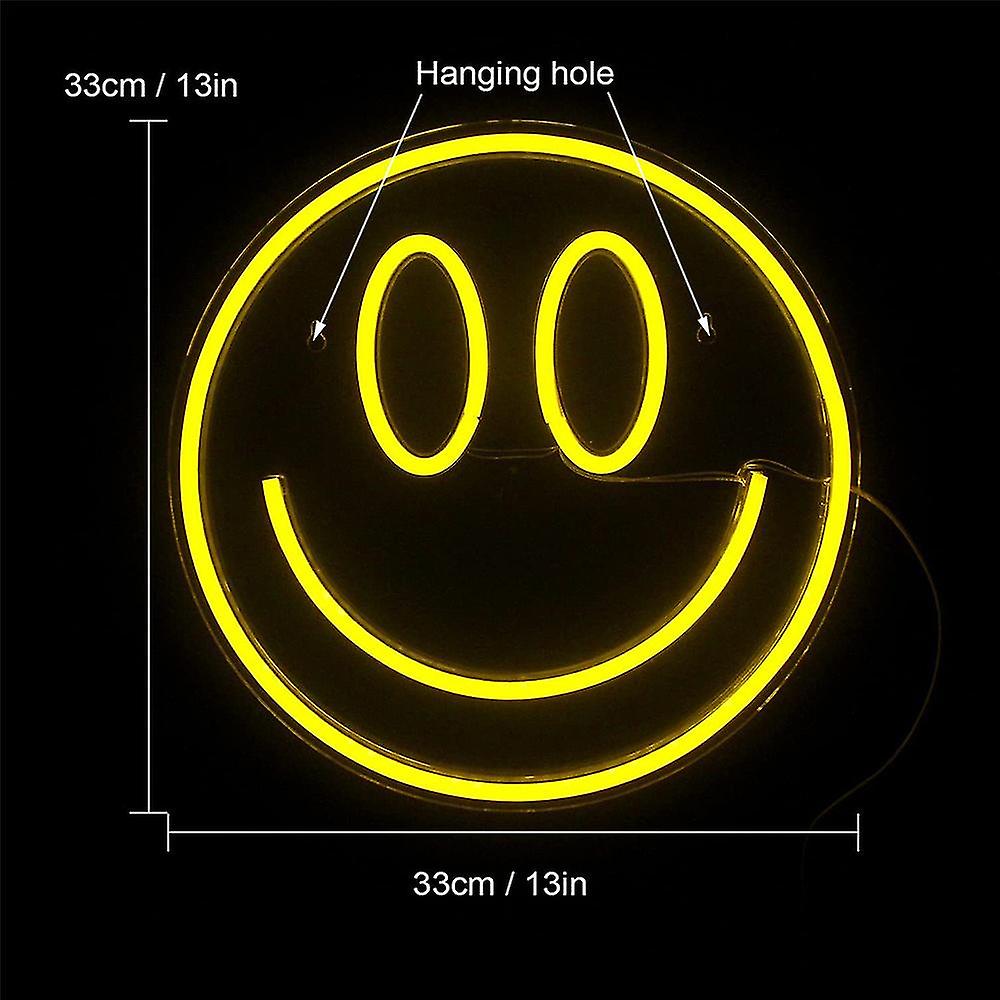 Usb Smile Face Led Neon Sign Light Wall Hanging Kids Bedside Lamp Decor