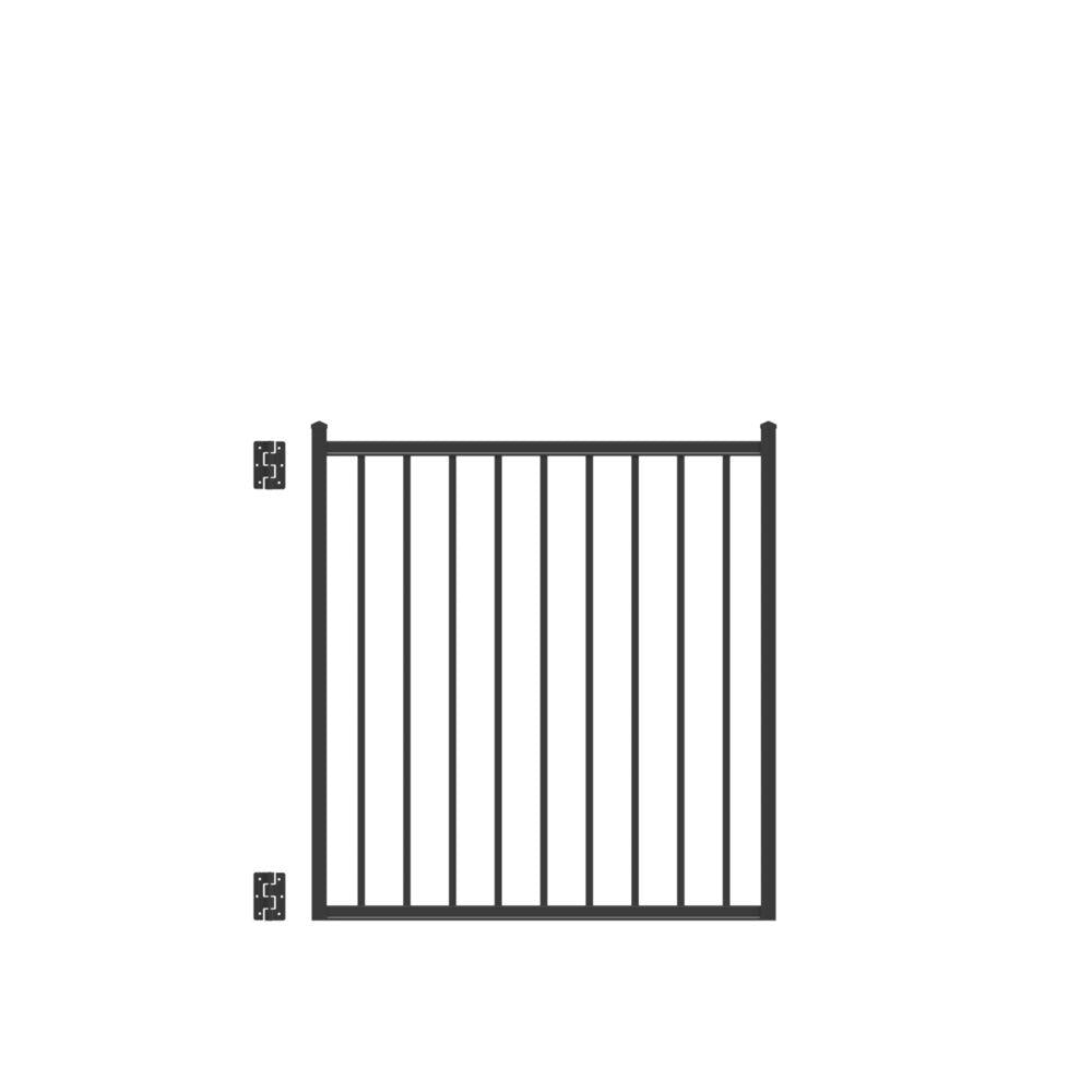 Barrette Outdoor Living Beechmont Heavy-Duty 4 ft. x 4 ft. Black Aluminum Straight Pre-Assembled Fence Gate 73010300