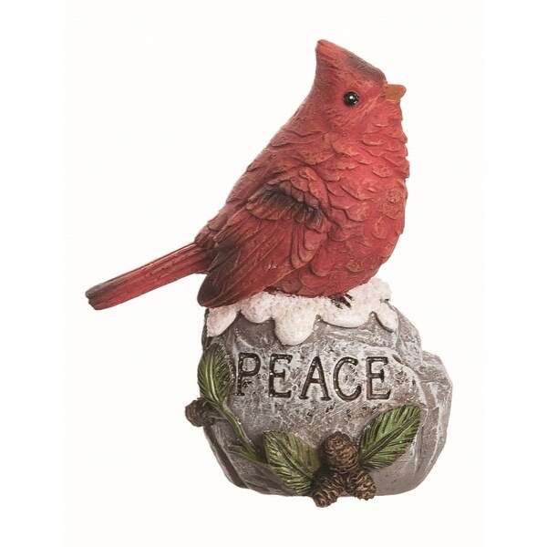 Transpac Resin Red Christmas Snowy Sentiment Cardinal Figurine