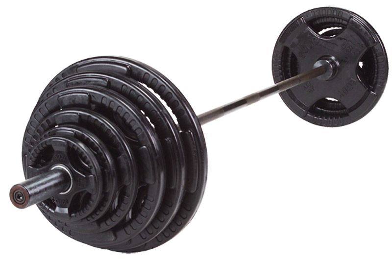 Body-Solid 500 Lb Rubber Grip Olympic Sets In Chrome Bar