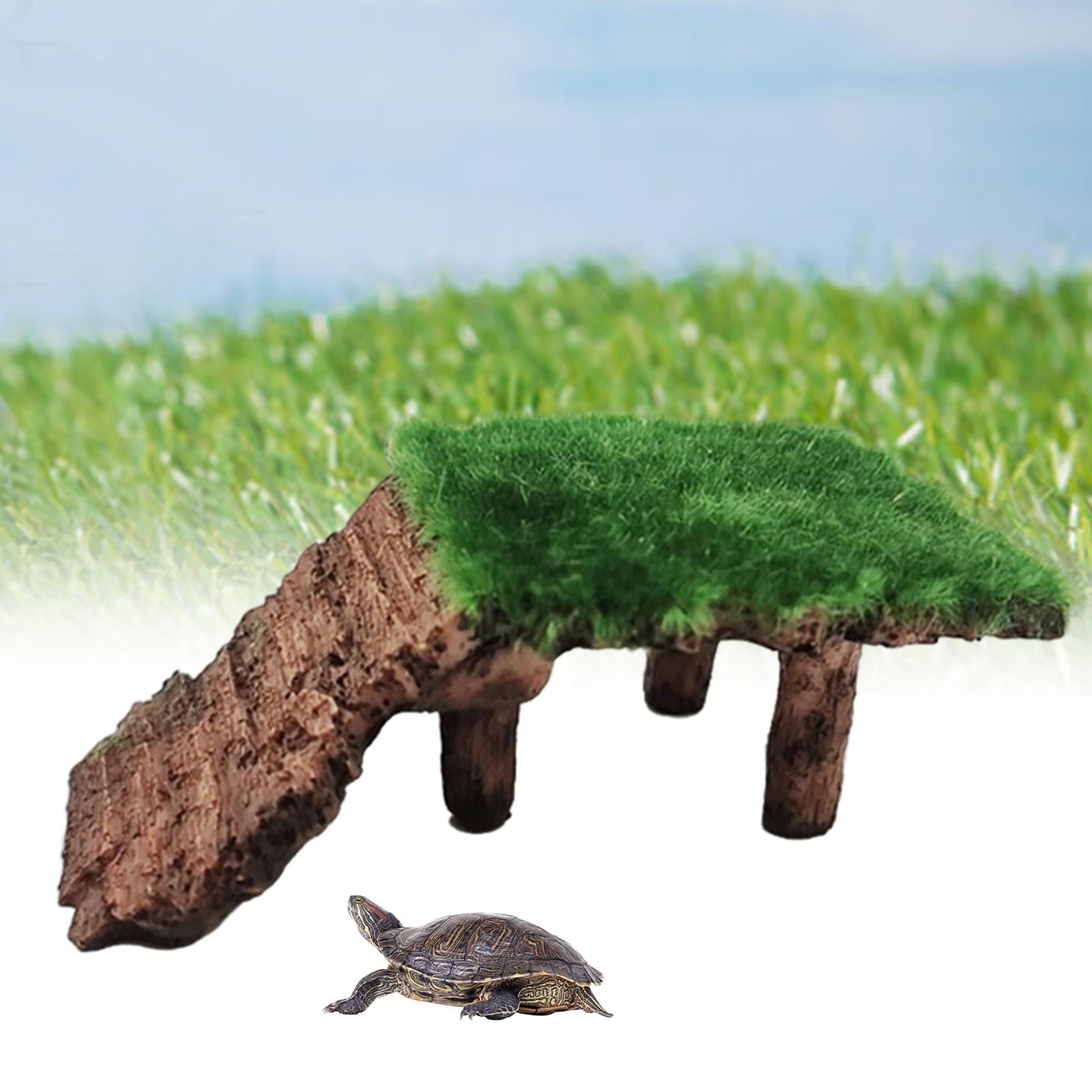 Resin Turtle Terrapin Dock Tortoise Basking Platform with Ramp Ornament Durable Friendly for Terrarium Tank Cave Hide-Out easy to clean ， 11x6.5x4cm B