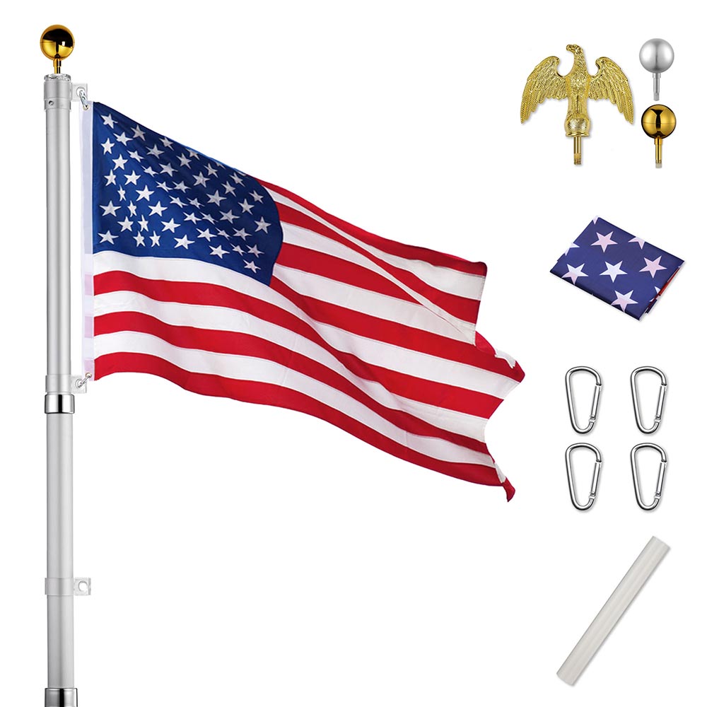 Yescom Aluminum Telescopic Flag pole Eagle Top Set 25' II