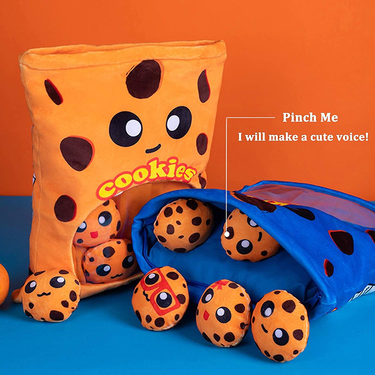 Yummy Cookie Stuffed Toy Game Pillow， Cute Plush Cushion， Delicious Food Dessert Package， Birthday Gift (8pcs A Bag， Blue)