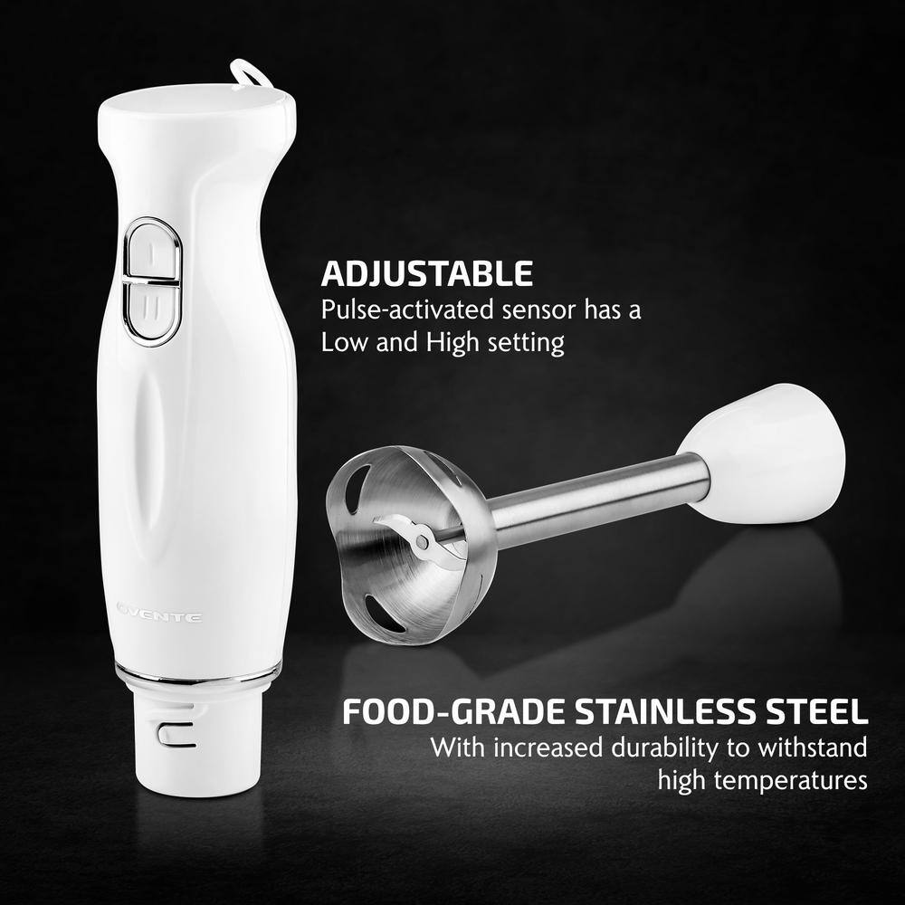 OVENTE Immersion Blender Stainless Steel Blades 300W Multi-Purpose Hand Blender Mixer 2-Speed Settings HS560W