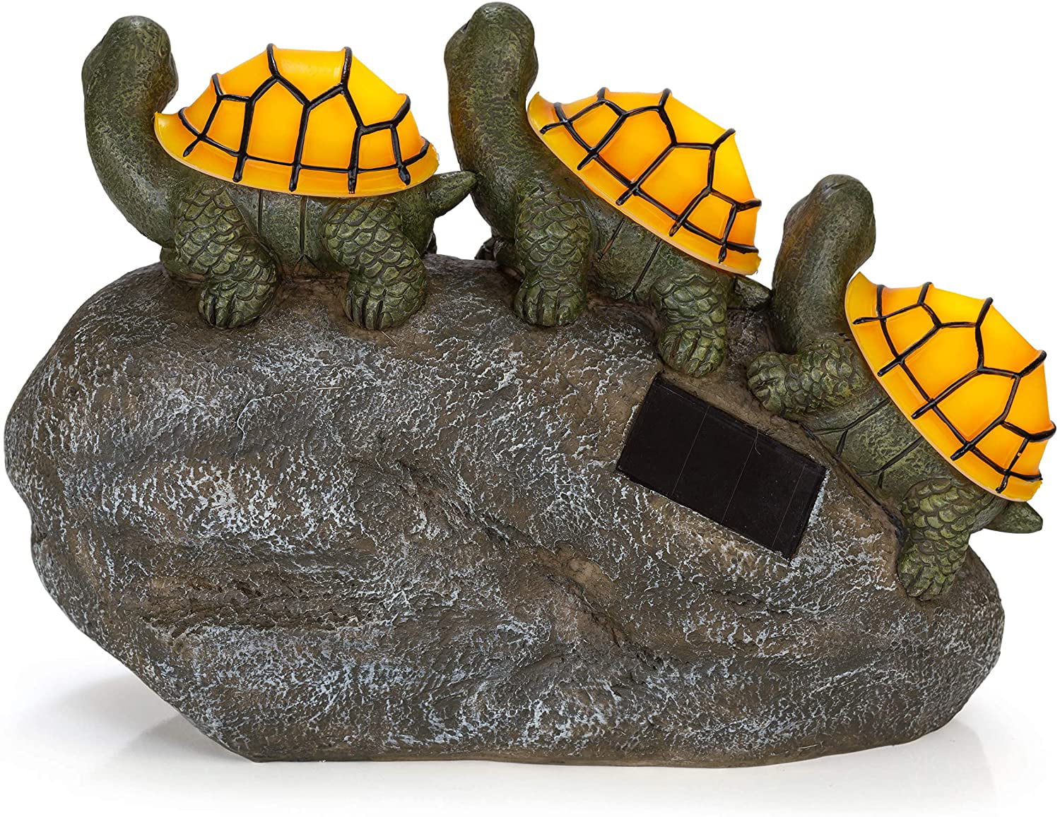 Dawhud Direct Welcome Turtles On A Rock， Solar Powered LED Outdoor Decor， Garden Light