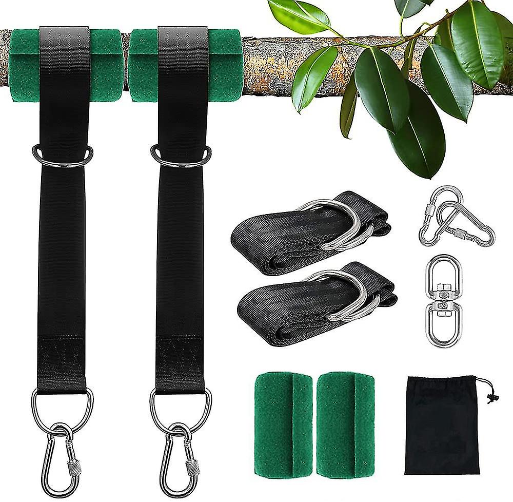 2pcs Tree Swing Hanging Kit Hammock Straps Tools With Safer Lock Carabiners