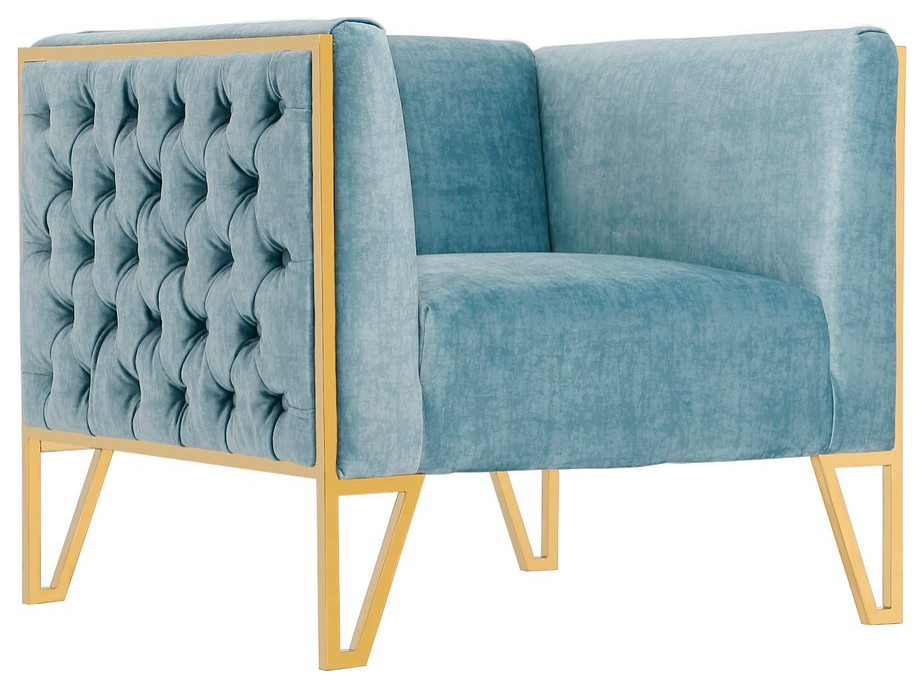 Manhattan Comfort Vector Gold Velvet Accent Chair   Contemporary   Armchairs And Accent Chairs   by Manhattan Comfort  Houzz