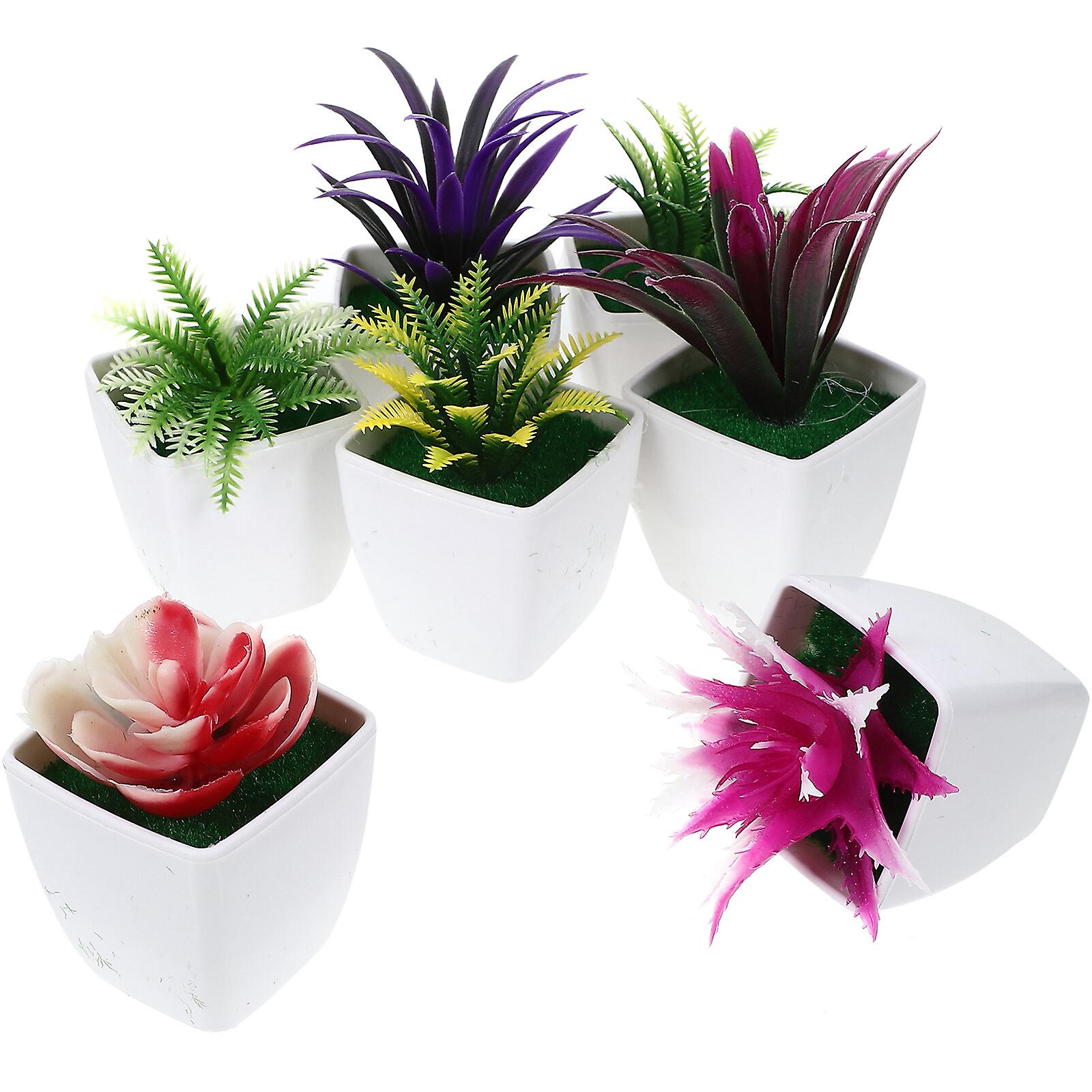 7 Pcs Mini Potted Plant Pots Small Potted Plant Bonsai Desktop Fake Potted Plant Model