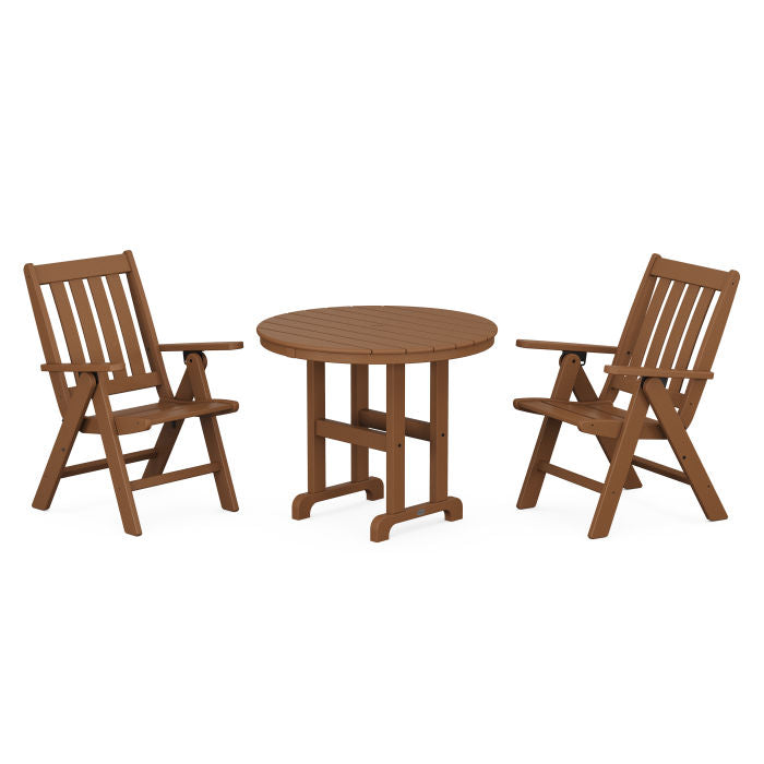 Polywood Vineyard Folding Chair 3-Piece Round Dining Set PWS1353-1