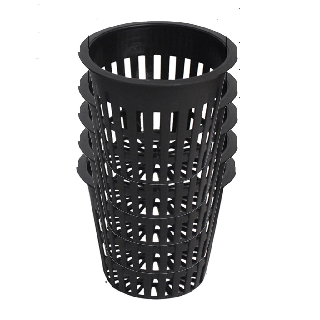 5 Pack of Lightweight Net Pot Cups for Hydroponics and Aquaponics - Wide Lip Design with Slotted Mesh Sides