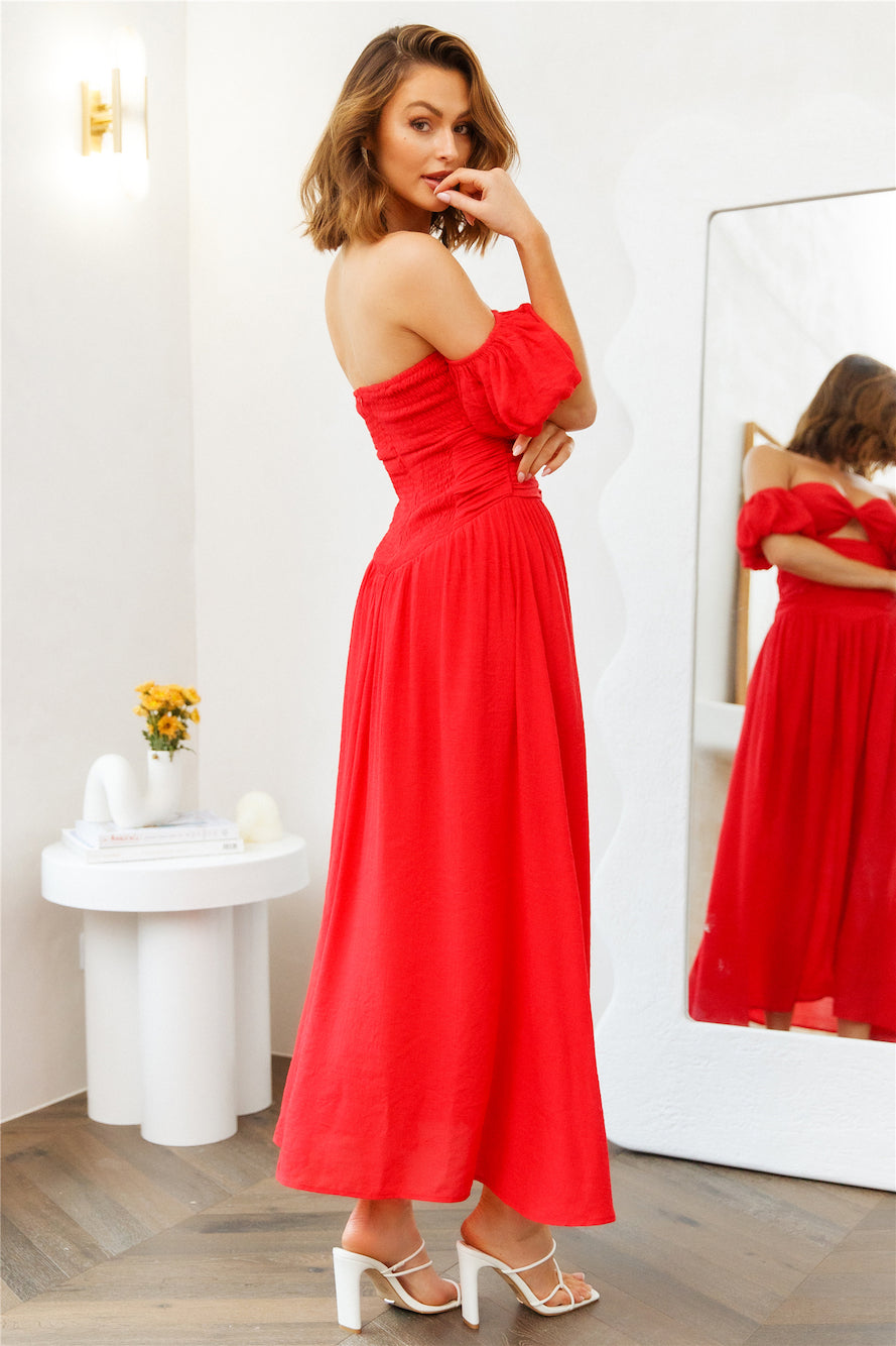 Nightly Dates Midi Dress Red