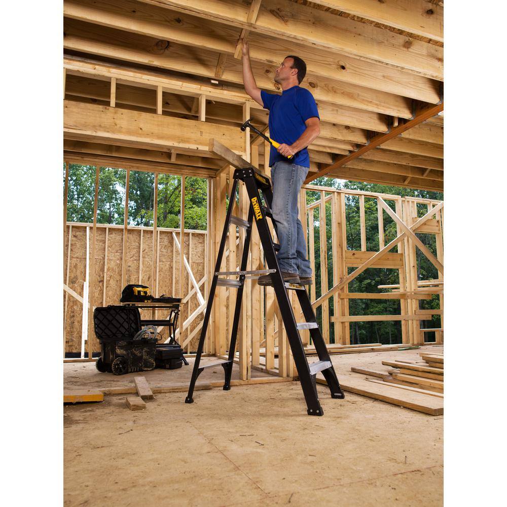 DW 6 ft. Fiberglass Step Ladder 10.4 ft. Reach Height Type 1 - 250 lbs. Expanded Work Step and Impact Absorption System DXL3110-06